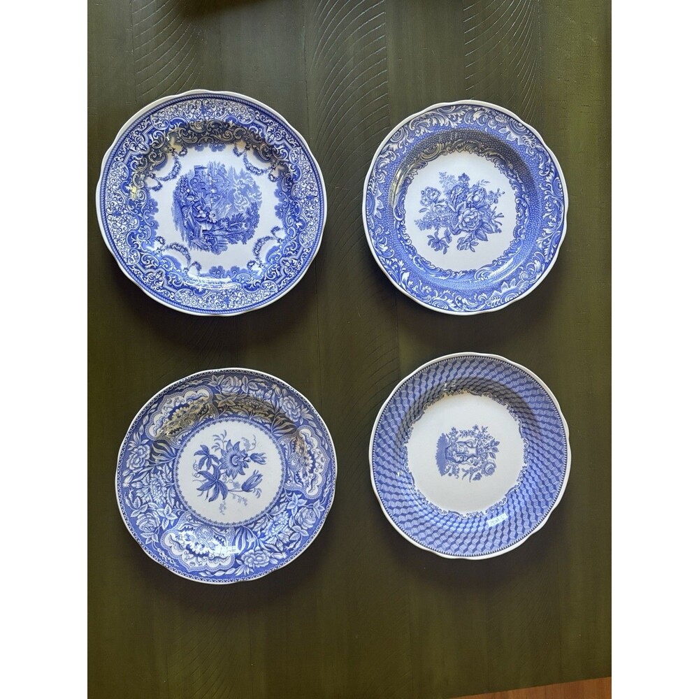 Spode Blue Room Collection Plates Set of 4 Continental Portland Blue & White